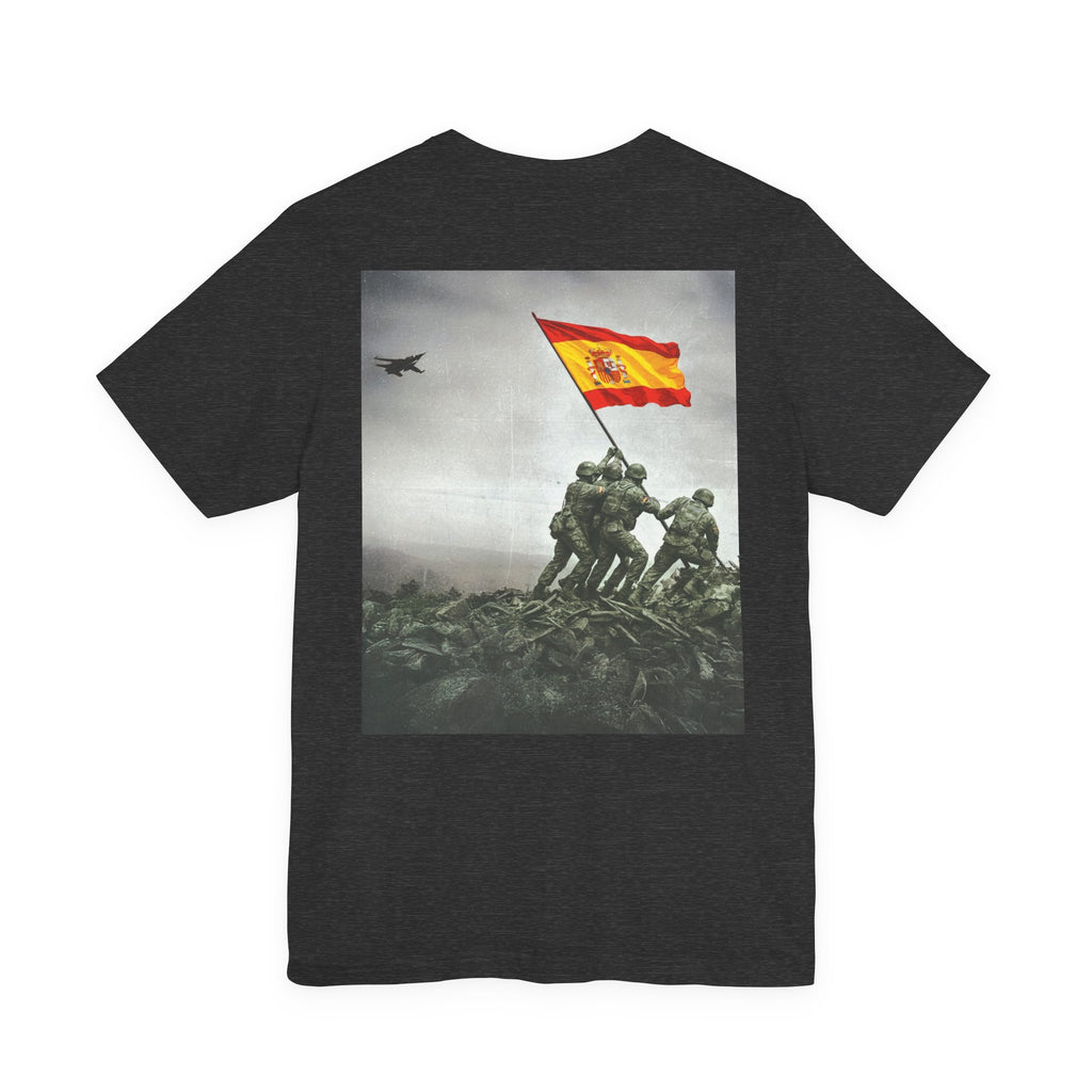 Spanish Flag War Memorial T‑Shirt — Soldiers Raising Flag Graphic Tee